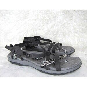 Skechers Women's Size 11 M Reggae Slim Vacay Sandals Strappy Memory Foam Black